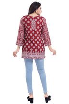Snehal Creations Rust Faux Crepe Short Kurti Tunic