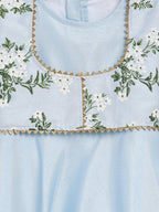 Ahalyaa Blue Poly Silk A-Line Girl's Kurta