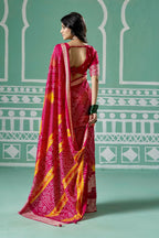 Joban Fashion Vicitra Silk Pink Soft Fabric With Digital Print Saree