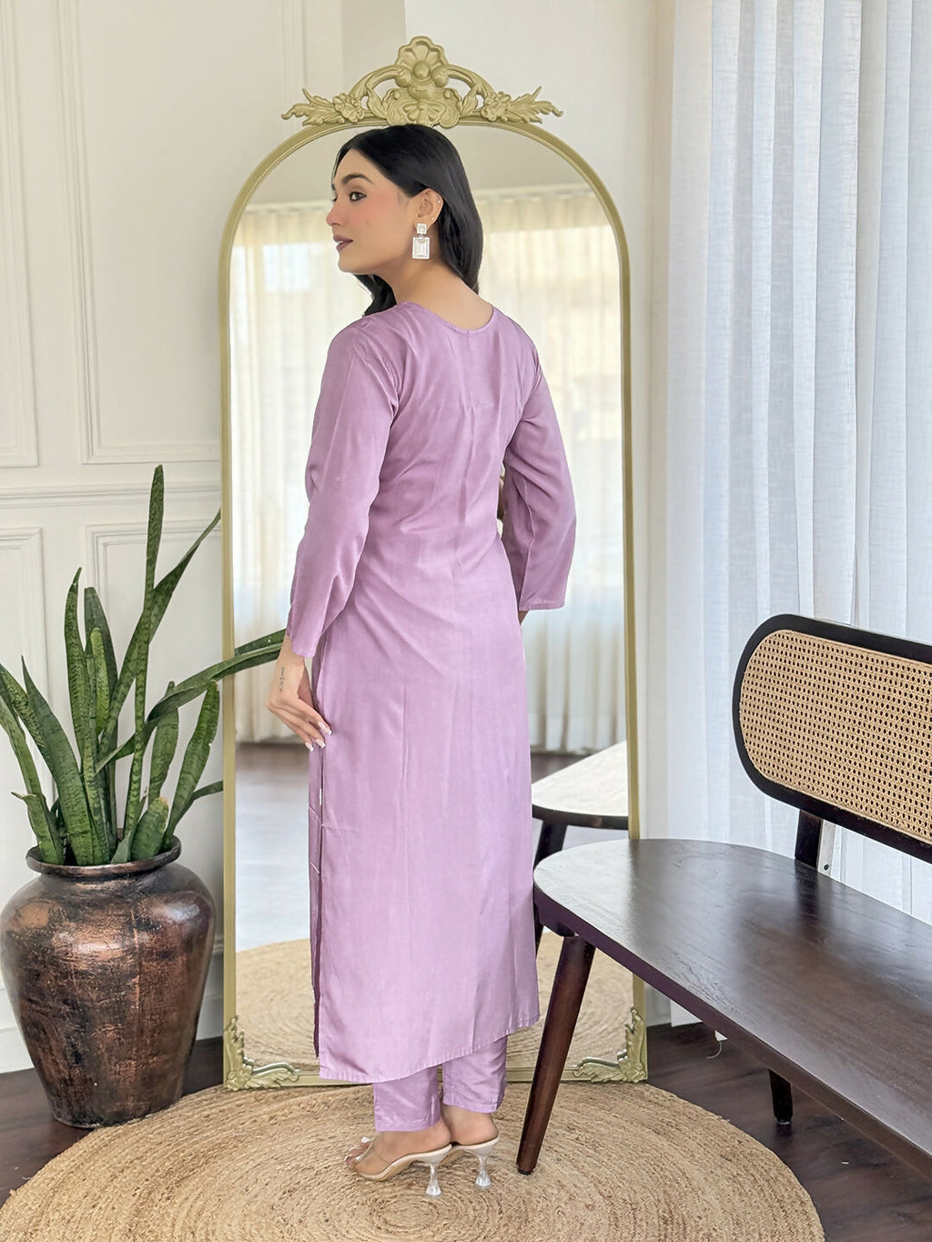 The52 Women Beautiful Thread work Rayon Fabric with Straight Kurta, Pant and Dupatta Set - Distacart