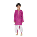 Little Bansi Boys Golden Striped Kurta and Dhoti - Purple and Cream