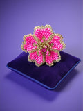 Inhanns Rang-E-Roshan Adjustable Ring – Handmade Crystal Statement Ring - Pink