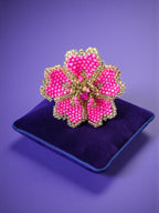Inhanns Rang-E-Roshan Adjustable Ring – Handmade Crystal Statement Ring - Pink