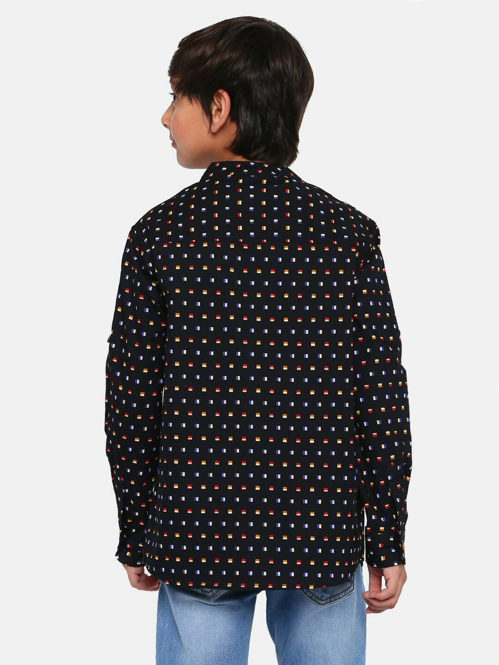 Manet Ethnic Full Sleeves Multi Clour Shirt - Black