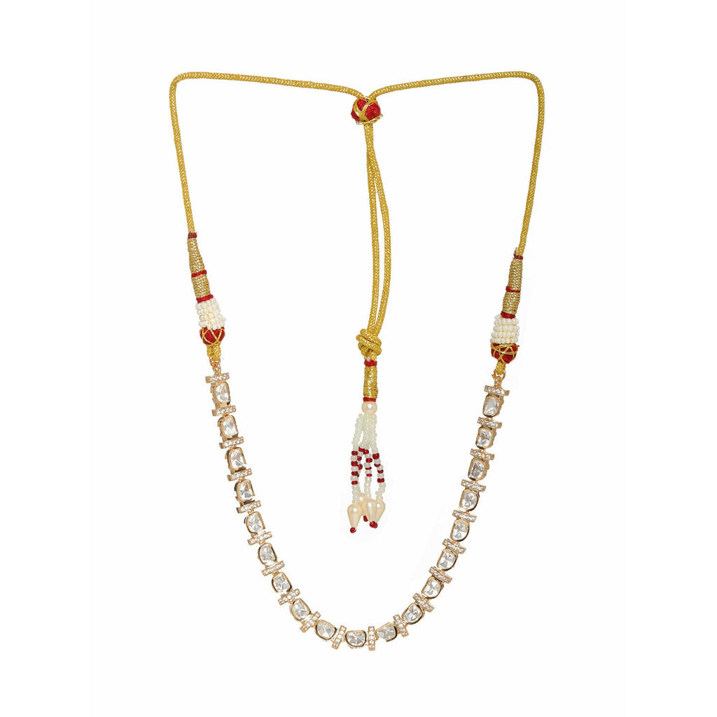 Kundan and American Diamond Neckpiece (Gold) - Ruby Raang