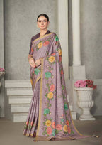 Lavendar Rangkat Tussar Silk Woven Design Saree with Unstitched Blouse - Mohmanthan Eshani