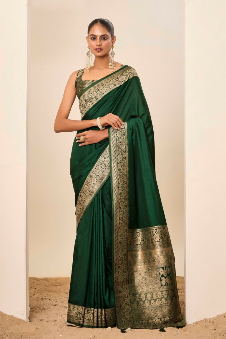 Green Dolla Silk Wevon Galla Designer Saree - Zeel
