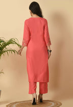 Joban Fashion Coral Cotton Rayon Kurta Set