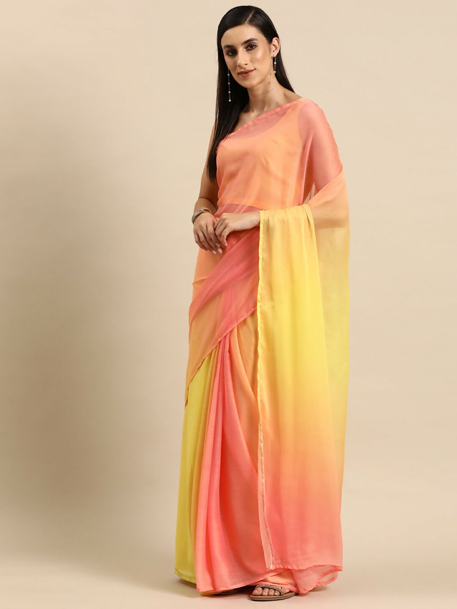 Ahalyaa Women's Traditional Semi Stitch Saree - Yellow