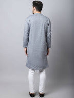 Even Apparels Grey Pure Cotton Sherwani Kurta With Asymetrical Cut - Distacart
