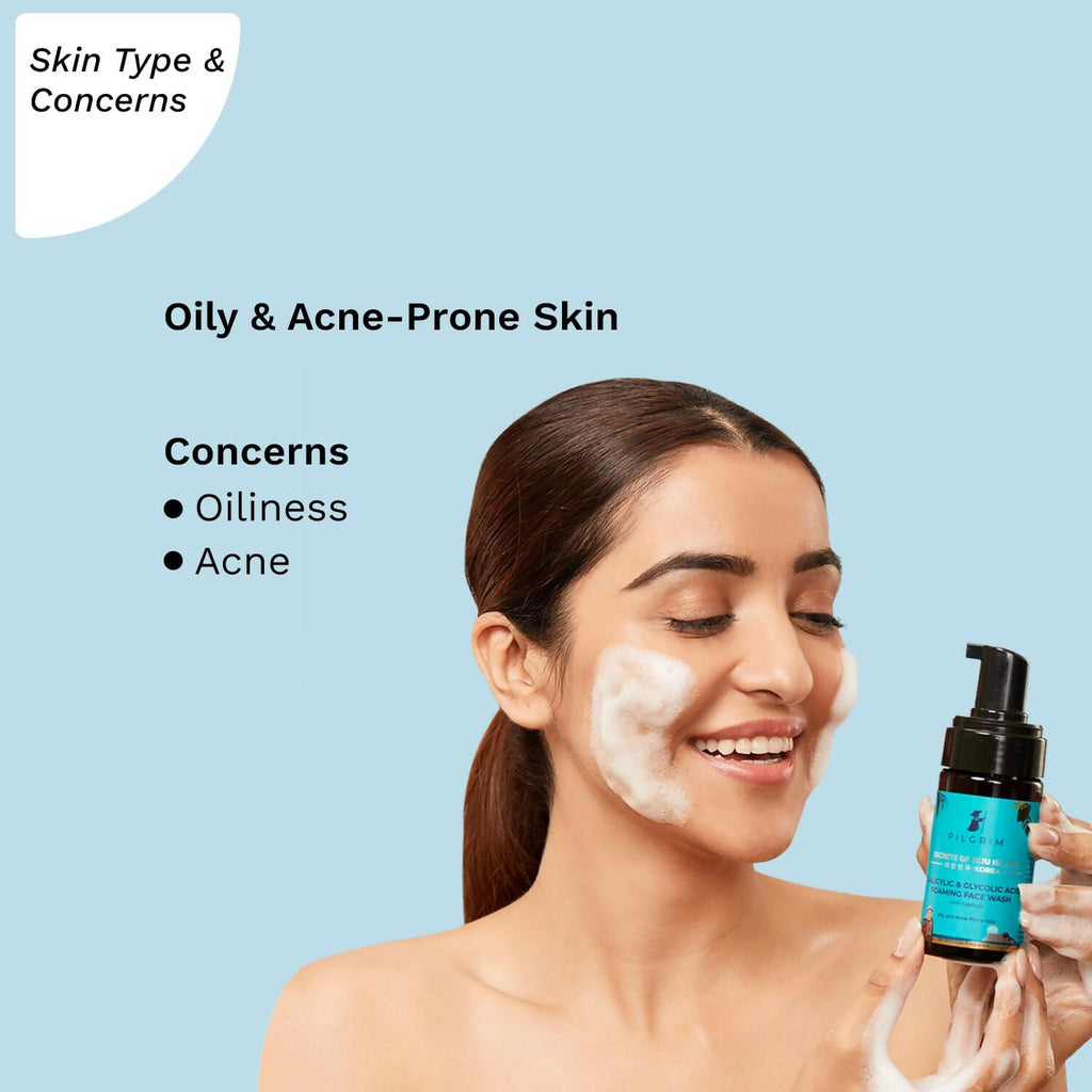 Pilgrim Korean 1.5% Salicylic (Bha) & 2% Glycolic Acid (Aha) Foaming Face Wash For Oily & Acne-Prone Skin - Korean Skin Care - Distacart