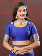 Lorenvalley Fashion Blue Soft Silk Woven Design Gold Zari Weaving Saree