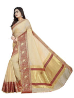 Vamika Banarasi Jaquard Cream Weaving Saree