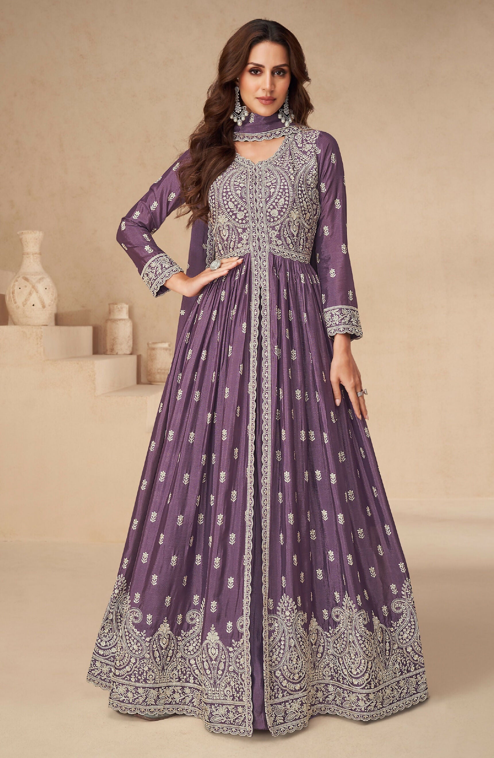 Anaita Dark Purple Chinon With Sequence Embroidery Salwar Suit - Distacart