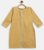 Ahalyaa Mustard Crepe Straight Kids Kurta Palazzo Set For Girls