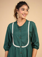 Womens Green Rayon Solid Top - Keeva