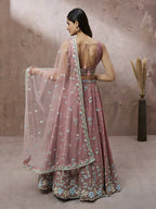 House of Panchhi Coral Pure Georgette Sequins with heavy Zarkan embroidery Lehenga choli & Dupatta