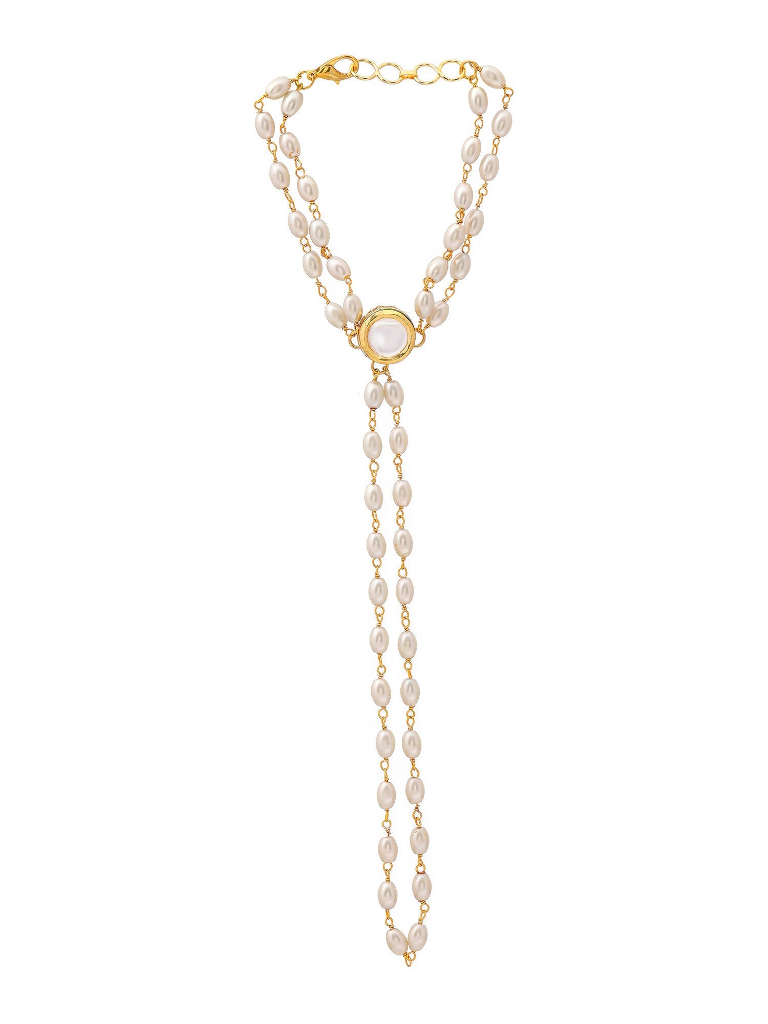 Ruby Raang Gold Kundan & Pearl Haath Phool - Distacart