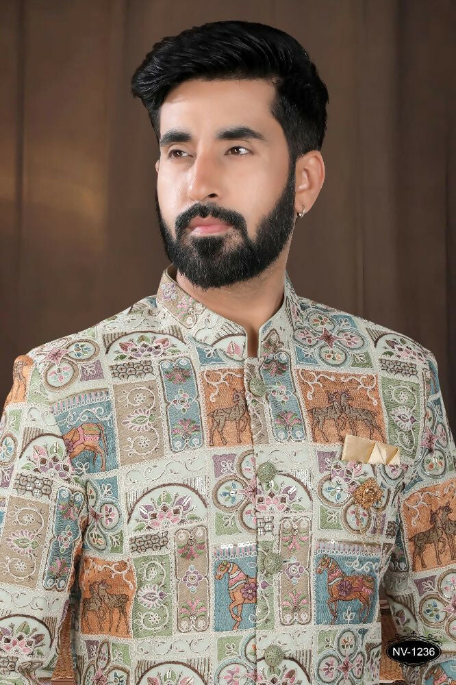 Joban Fashion Men's Base Pista(Multi Colours) Georgette Kurta with Pyjama