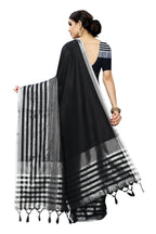 Vamika Black Cotton Silk Weaving Saree (Twitter Black) - Distacart