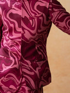 Abstract Marble Print Cotton Nehru Jacket Set by Hilo Design