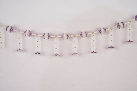 Kundan HandiKrafts Purple Flower Pearl Thoranna With Side Hanging