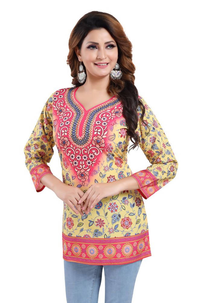 Snehal Creations Alluring Faux Crepe Printed Short Kurti Tunic
