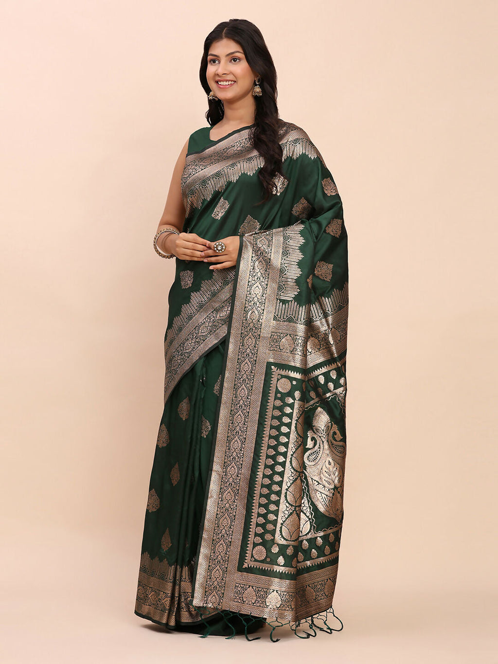 Shree Shyam Fashion Banarasi Silk Green Saree - Distacart