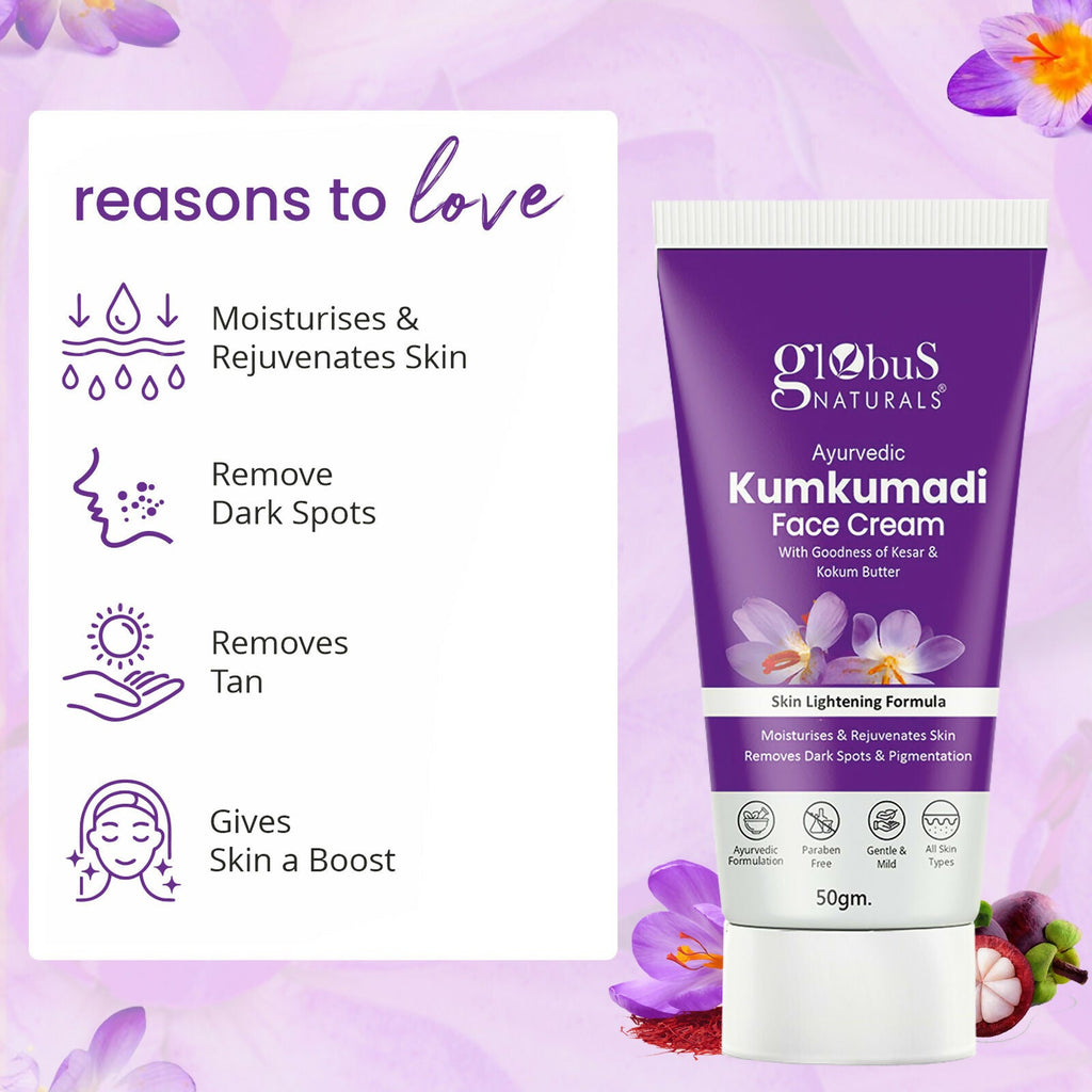 Globus Naturals Ayurvedic Kumkumadi Skin Lightening Face Cream - Distacart