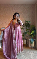 Teeya Creation Pink Color Faux Georgette Long Party Wear Gown - Distacart