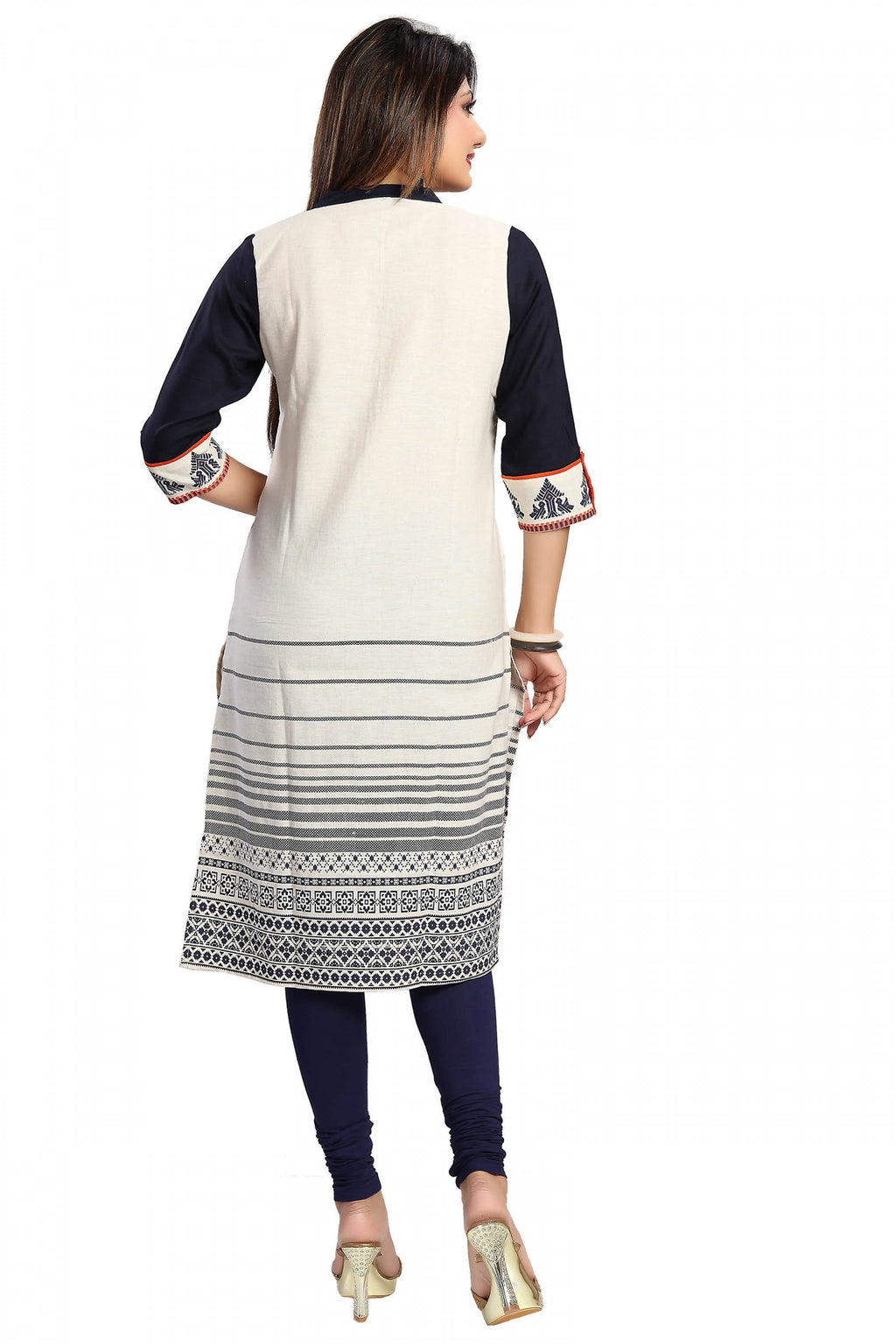 Snehal Creations Curiously Contemporary Cream Cotton Tunic With Print Design - Distacart
