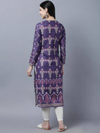 Myshka Women Purple Ethnic Motifs Printed Kurta - Distacart