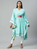Ahalyaa Womens Blue Rayon Printed Kaftan - Distacart