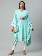 Ahalyaa Womens Blue Rayon Printed Kaftan - Distacart