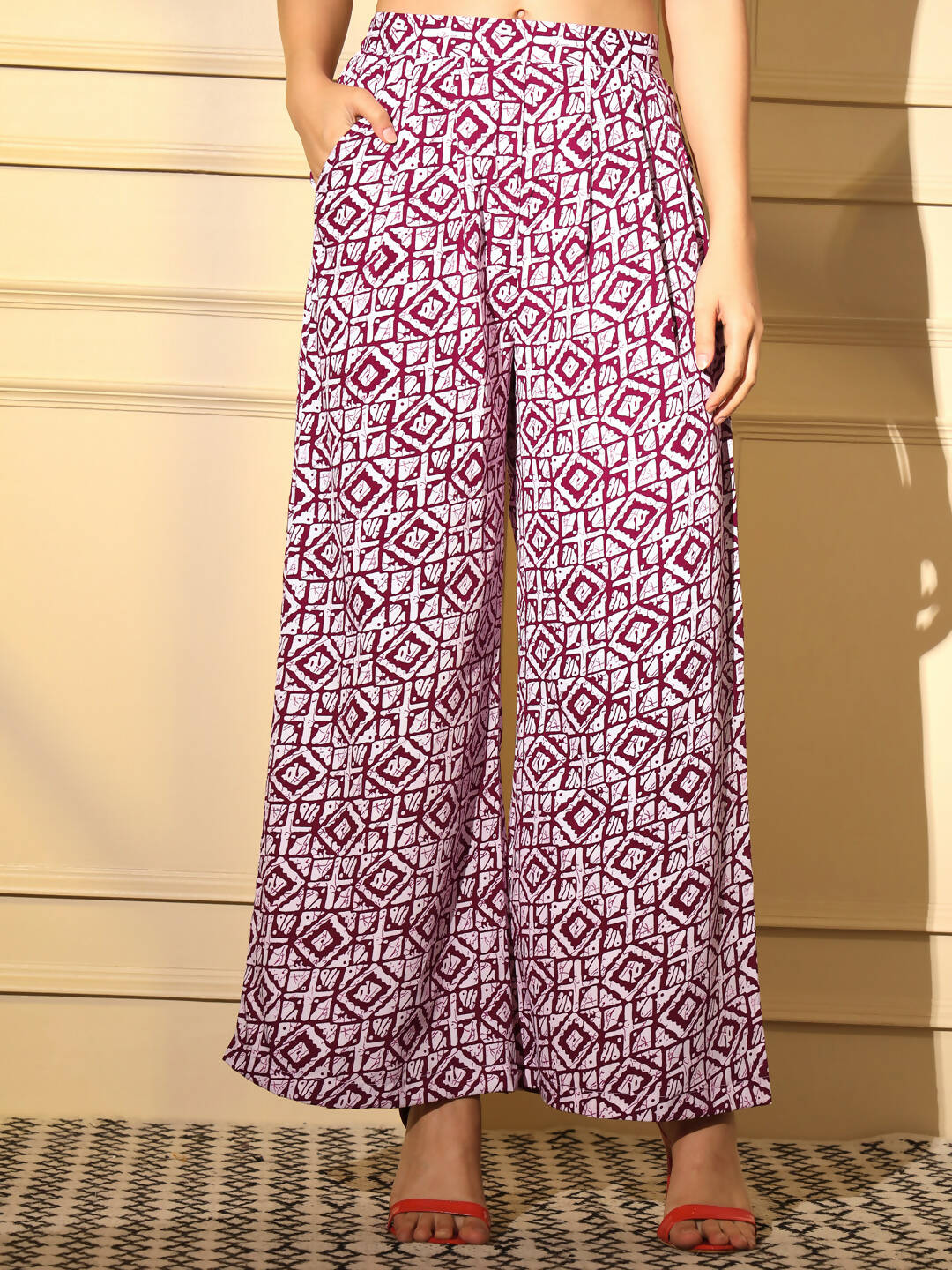 Pink Crepe Digital Printed Top With Matching Trouser - Shivani