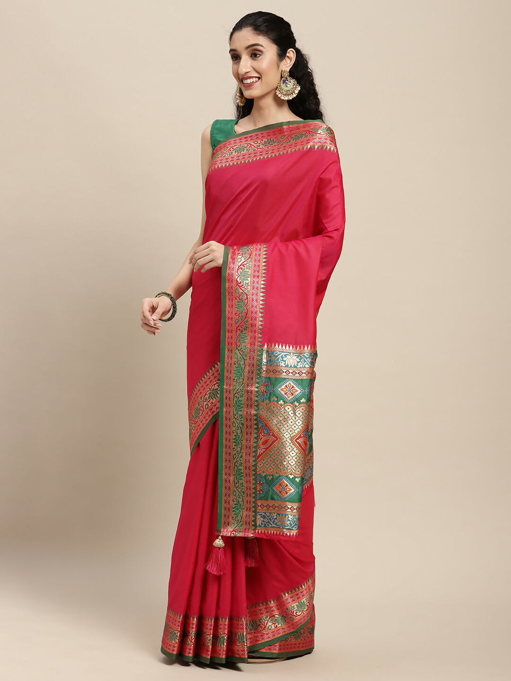 Shree Shyam Fashion Silk Blend Maroon Saree - Distacart