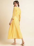 White Cotton Solid Flared Dress with Printed Shrug - Yukti - Distacart