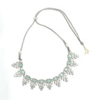 Mominos Fashion Johar Kamal Silver-Plated American Diamond Pista Green Choker Set - Distacart