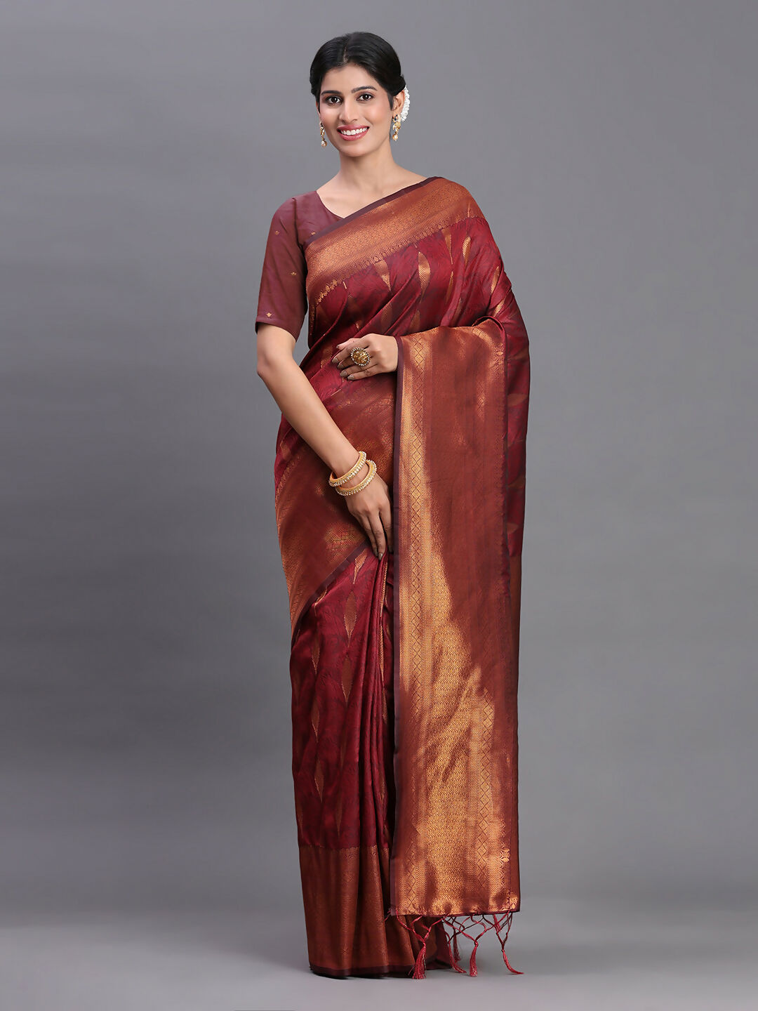 Shree Shyam Fashion Silk Maroon Saree - Distacart