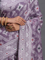 Shree Shyam Fashion Linen Cotton Violet Saree - Distacart