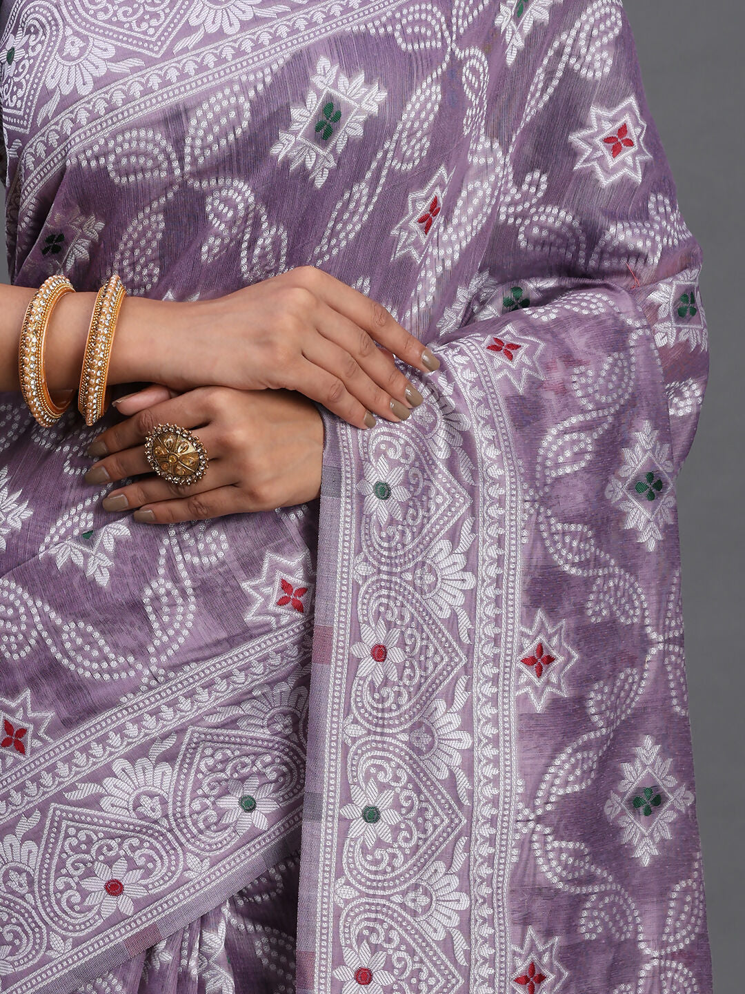 Shree Shyam Fashion Linen Cotton Violet Saree - Distacart