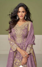 Anaita Purple Real Shimmer Readymade Suit with Embroidery & Real Mirror Work - Distacart