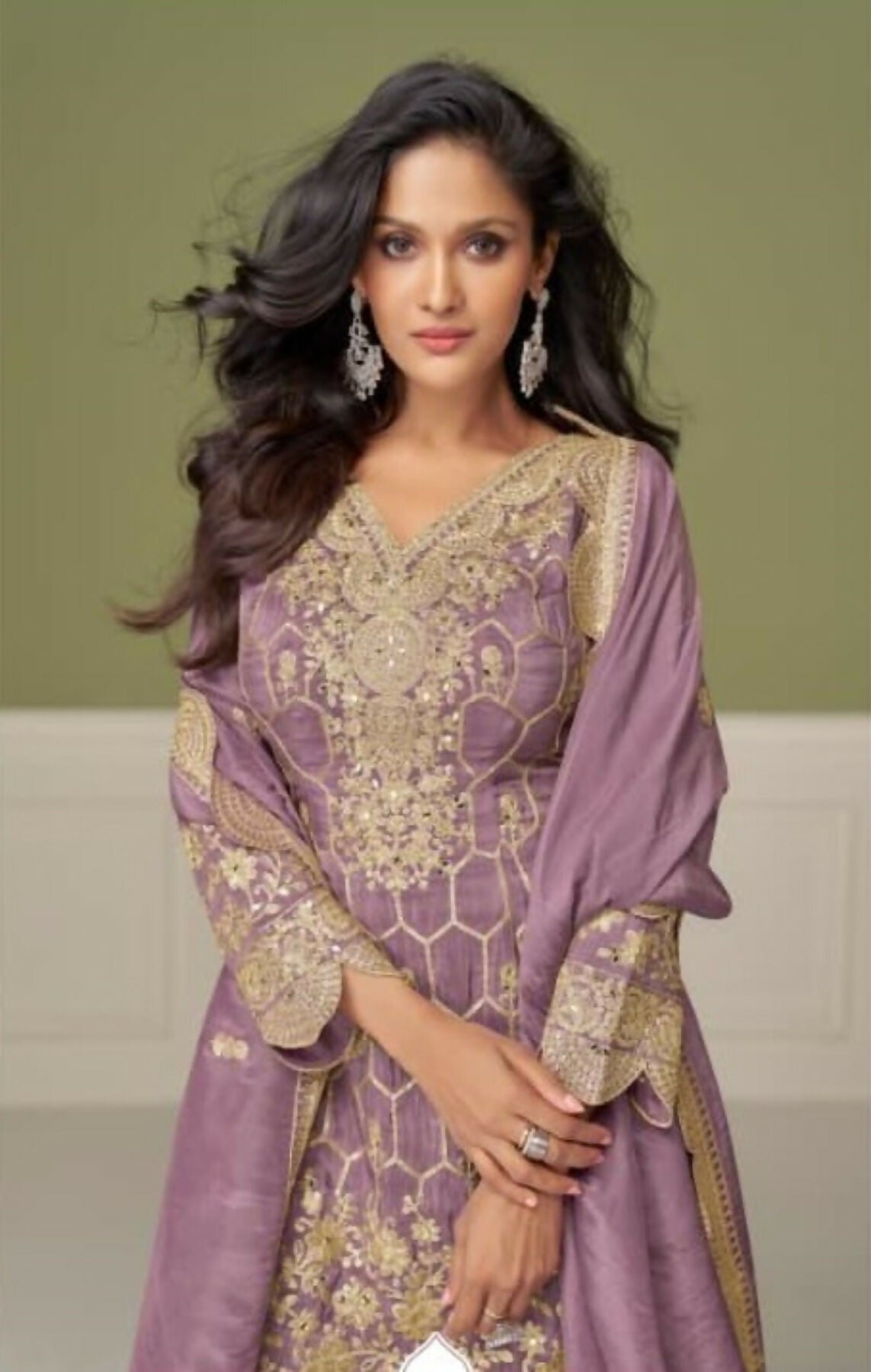 Anaita Purple Real Shimmer Readymade Suit with Embroidery & Real Mirror Work - Distacart