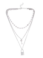 NVR Women's 3 Layered Silver-Plated Minimal Layered Necklace