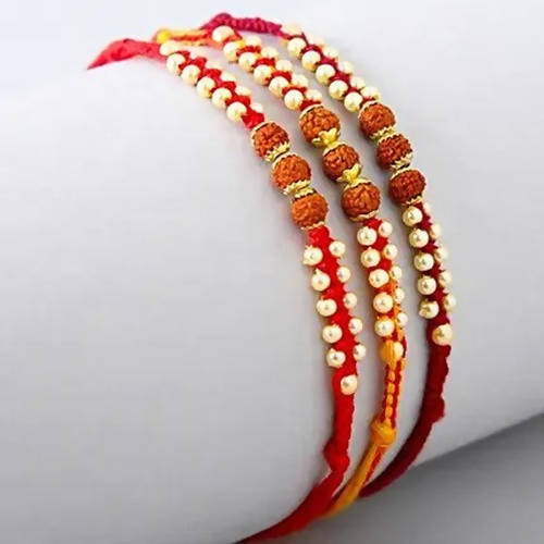Set of 3 Sleek Rudraksha Rakhi and Soan Papdi online