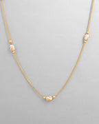 VOJ Gold-Polished Chain with White Hand Crafted Beads