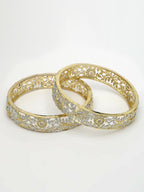 NVR Women's Set of 2 Gold-Polished American Diamond Emblished Handcrafted Bangles - Distacart