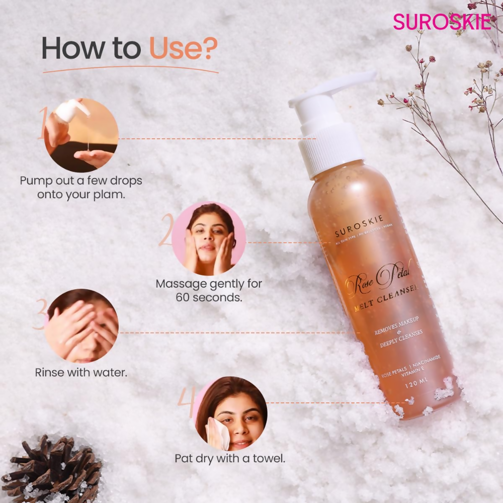 SUROSKIE Rose Petals Melt Cleanser 2-In-1 Face Wash & Makeup Remover - Distacart