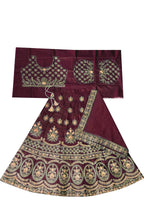 Dwiden Maroon Lehriyu Tafetta Sattin Semi-Stitched Girl's Lehenga Choli