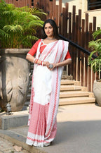 Beatitude White Cotton Tangail Handloom Saree